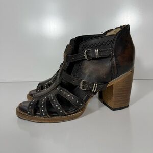 Freebird by Steven Conner Dark Brown Studded Leather Heel Sandals